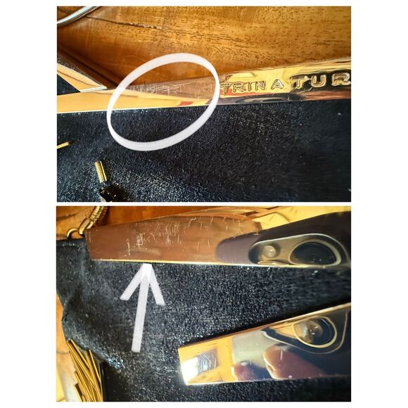 Trina Turk Miho Hand Beaded Clutch Shoulder Bag / Black Leather / Rare - Picture 11 of 14